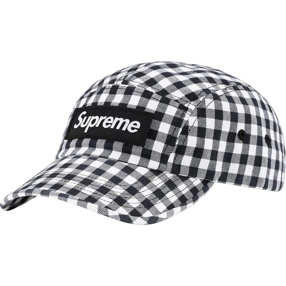 Supreme Gingham Camp Cap Hüte Schwarz | CH116MA