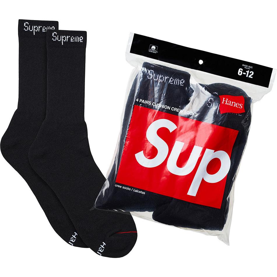 Supreme Hanes® Crew Socks (4 Pack) Socken Schwarz | CH105GL