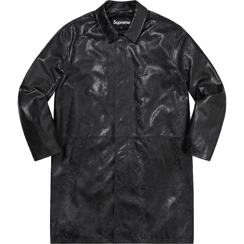 Supreme Leder Snake Trench Jacke Schwarz | CH453NB