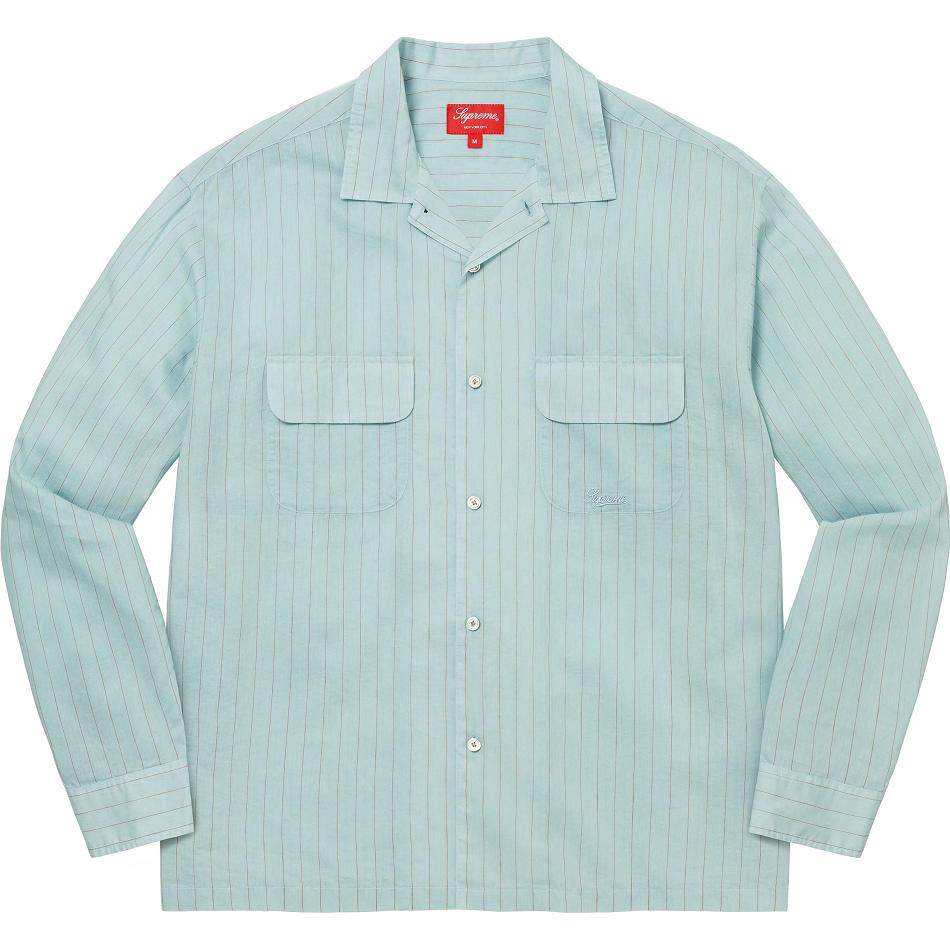 Supreme Pinstripe Linen Hemd Blau | CH373VD