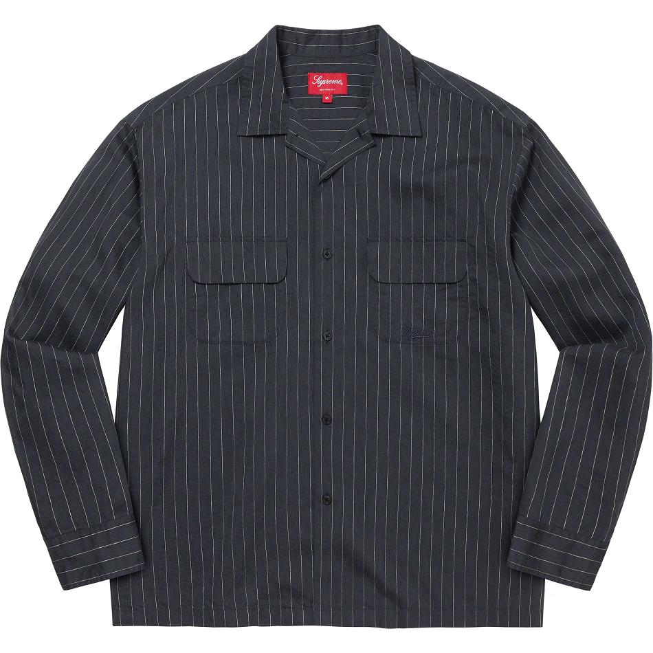 Supreme Pinstripe Linen Hemd Navy | CH372CE