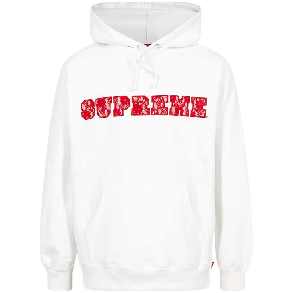 Supreme Spitze Detail Logo Hoodie Weiß | CH475XF