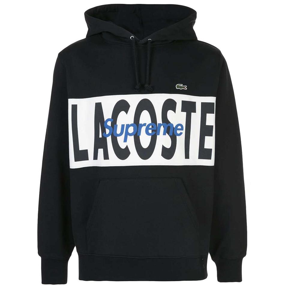 Supreme X Lacoste Logo Panel Hoodie Schwarz | CH457EX