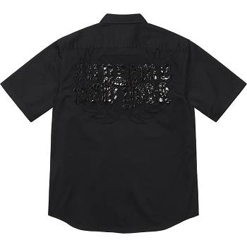 Supreme Croc Patch S/S Arbeits Hemd Schwarz | CH387AP