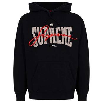 Supreme Embroide Chenilles Hoodie Schwarz | CH483EX