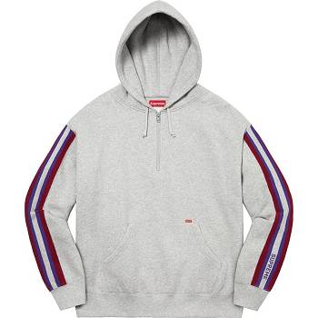 Supreme Half Zip Mit Kapuze Sweatshirts Grau | CH292ZG