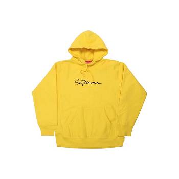 Supreme Klassische Script Mit Kapuze Sweatshirts Gelb | CH269VD