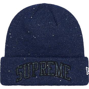 Supreme New Era® Metallic Arc Beanie Hüte Navy | CH145EX