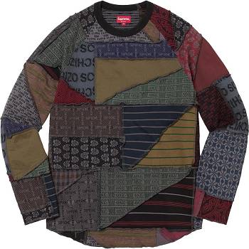 Supreme Patchwork Jacquard L/S Top Pullover Schwarz Mehrfarbig | CH325QZ