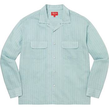 Supreme Pinstripe Linen Hemd Blau | CH373VD