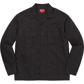 Supreme Pinstripe Linen Hemd Schwarz | CH374BC